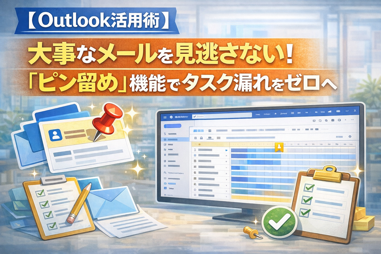 【Outlook活用術】大事なメールを見逃さない！
Outlookの「ピン留め」機能でタスク漏れをゼロへ