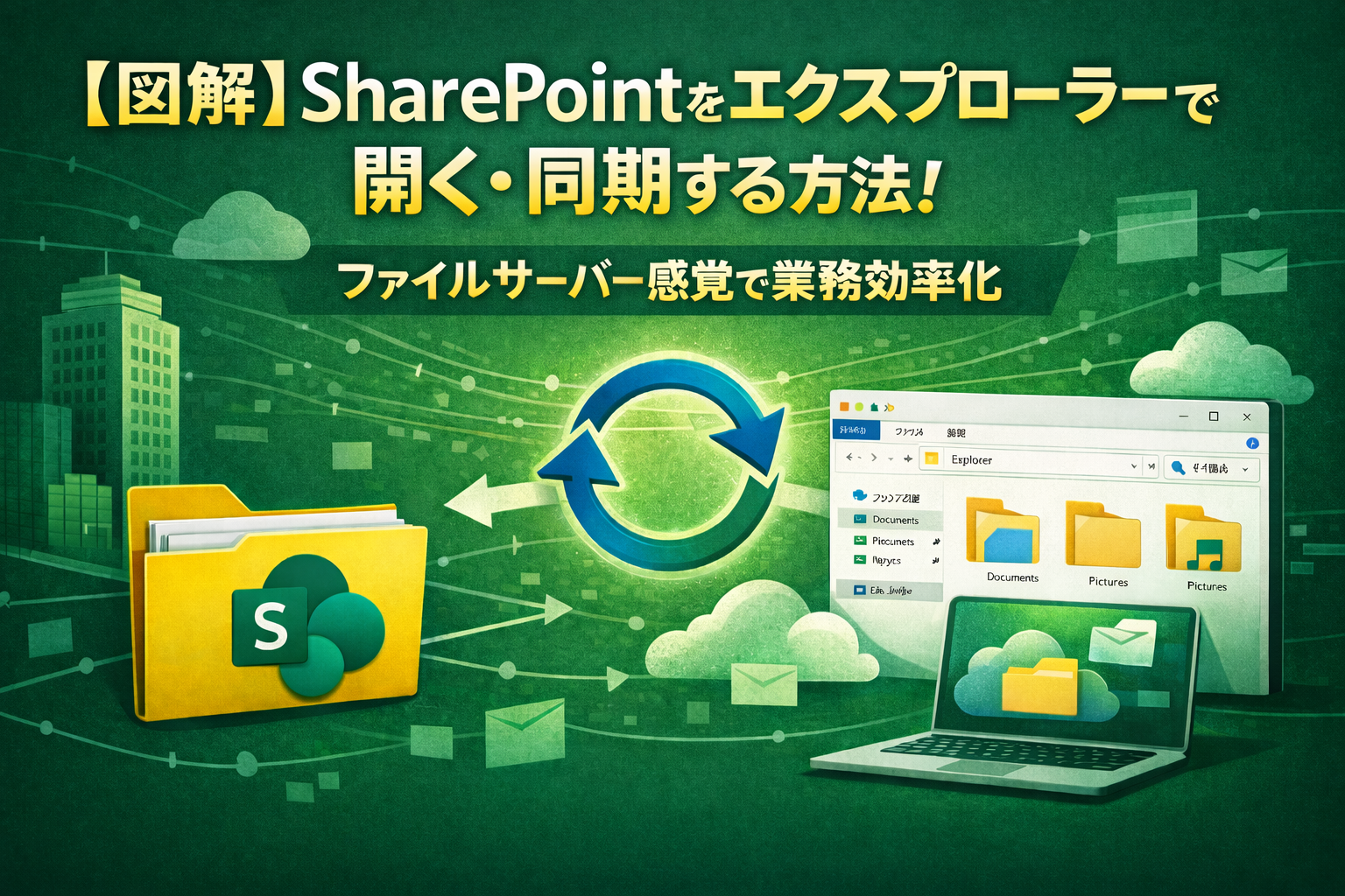 【図解】SharePointをエクスプローラーで開く・同期する方法！
ファイルサーバー感覚で業務効率化