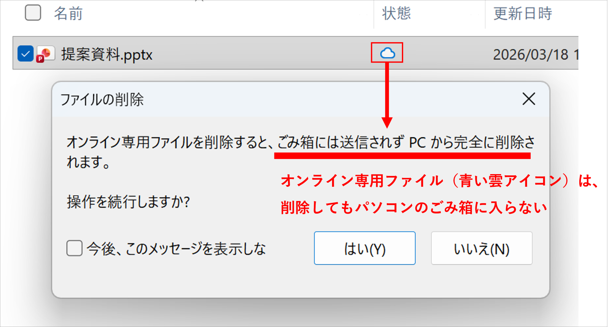 02.OneDriveには独自のごみ箱ある