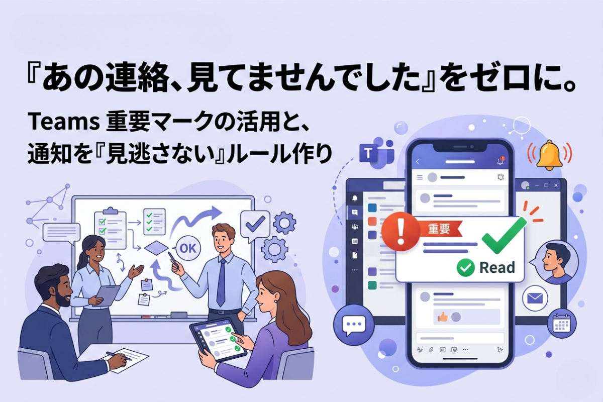 『あの連絡、見てませんでした』をゼロに。
Teams 重要マークの活用と、通知を『見逃さない』ルール作り