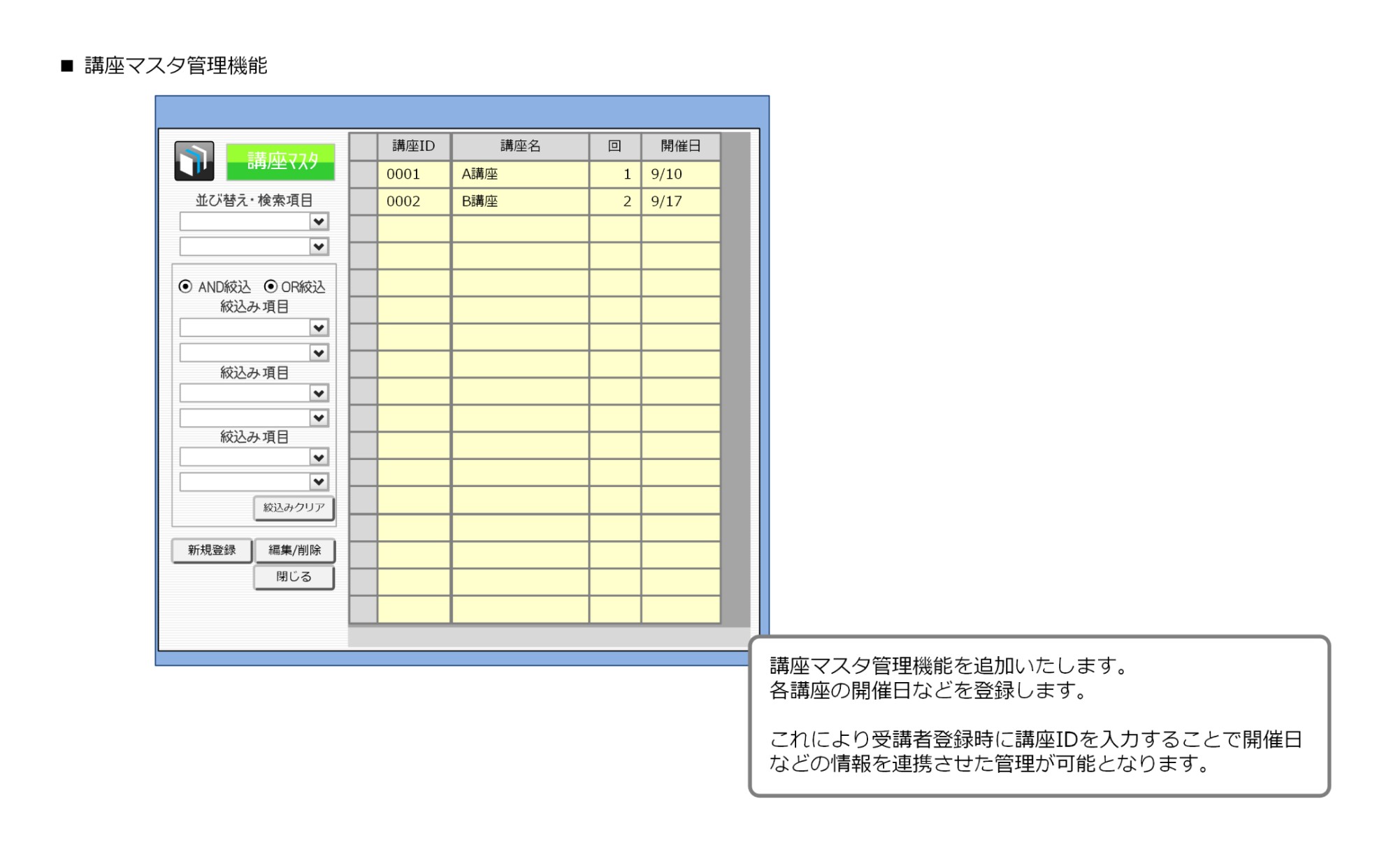 講座マスタ管理機能