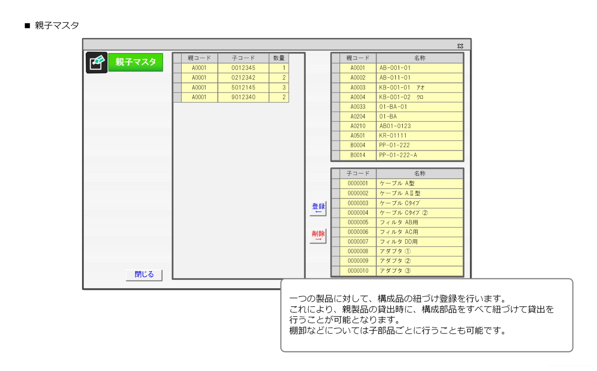 親子マスタ